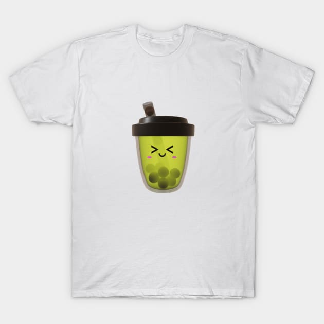 Adorable little green tea boba drink! T-Shirt by Pakanese_Art